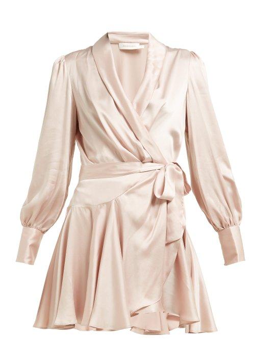 Matchesfashion.com Zimmermann - Silk Satin Wrap Dress - Womens - Pink
