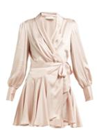 Matchesfashion.com Zimmermann - Silk Satin Wrap Dress - Womens - Pink