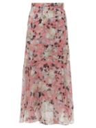 Matchesfashion.com Erdem - Shea Apsley Silk Skirt - Womens - Pink Print