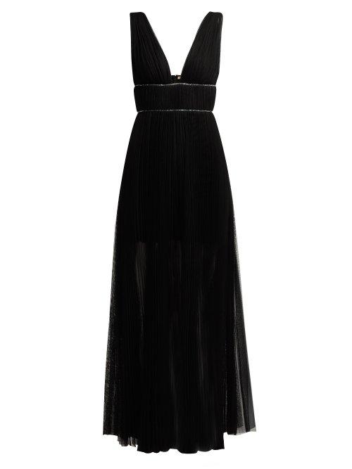 Matchesfashion.com Maria Lucia Hohan - Kylie Crystal Embellished Pleated Tulle Dress - Womens - Black