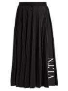 Matchesfashion.com Valentino - Pleated Jersey Midi Skirt - Womens - Black