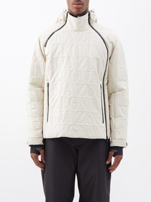 Zegna - Debossed-logo Shell Hoodie - Mens - White