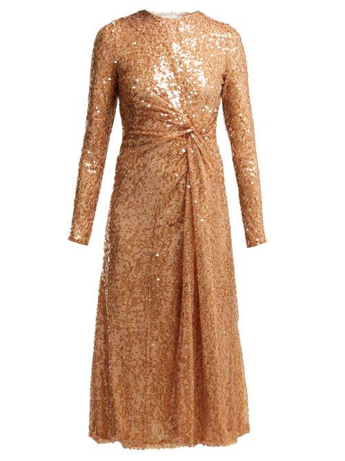 Matchesfashion.com Galvan - Pinwheel Sequinned Midi Dress - Womens - Nude