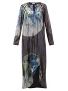 Matchesfashion.com Ganni - Earth Print Front Slit Sequinned Dress - Womens - Multi