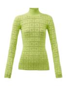 Givenchy - 4g Pointelle-knit High-neck Sweater - Womens - Yellow