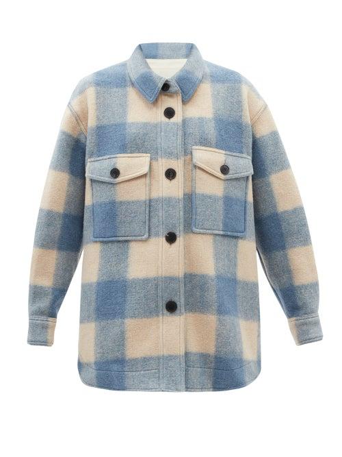 Isabel Marant Toile - Harveli Check Fleece Jacket - Womens - Light Blue