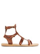 Matchesfashion.com Ancient Greek Sandals - Stephanie Snake Effect Leather Gladiator Sandals - Womens - Brown Multi
