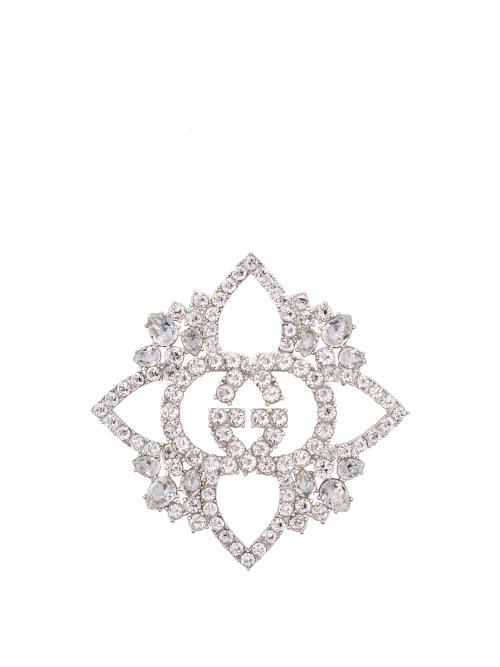 Matchesfashion.com Gucci - Gg Crystal Embellished Brooch - Womens - Crystal