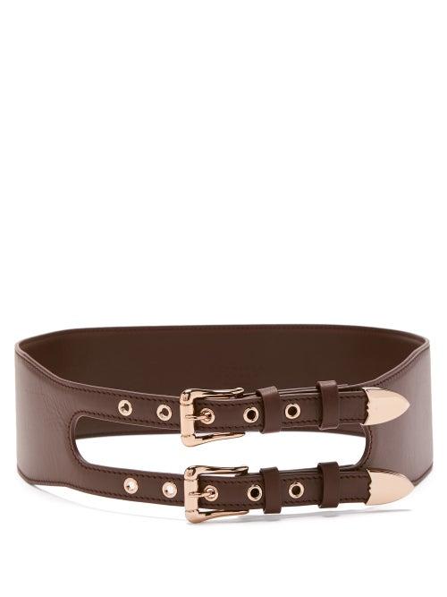 Matchesfashion.com Gabriela Hearst - Minerva Double-buckle Leather Waist Belt - Womens - Burgundy