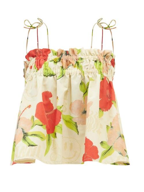 Ganni - Tie-shoulder Cami Top - Womens - Multi