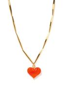 Ladies Jewellery Tohum - Cuore 24kt Gold-plated Heart Pendant Necklace - Womens - Orange Gold