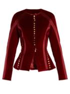 Matchesfashion.com Altuzarra - Cavendish Collarless Stretch Cotton Velvet Jacket - Womens - Burgundy