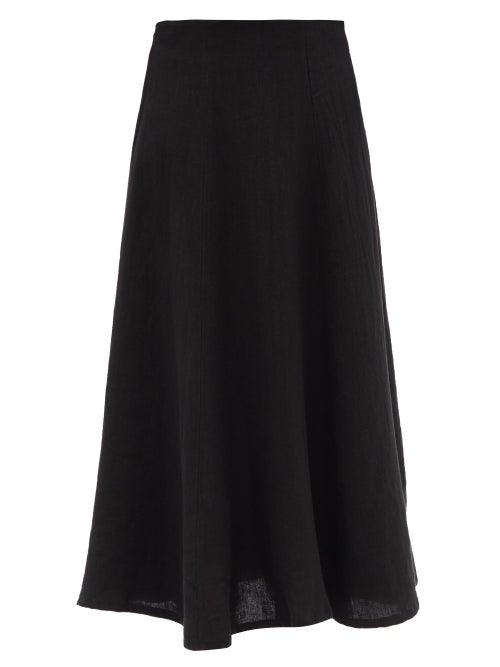 Ladies Beachwear Fil De Vie - Mena Flared Linen Skirt - Womens - Black