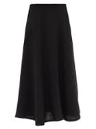 Ladies Beachwear Fil De Vie - Mena Flared Linen Skirt - Womens - Black