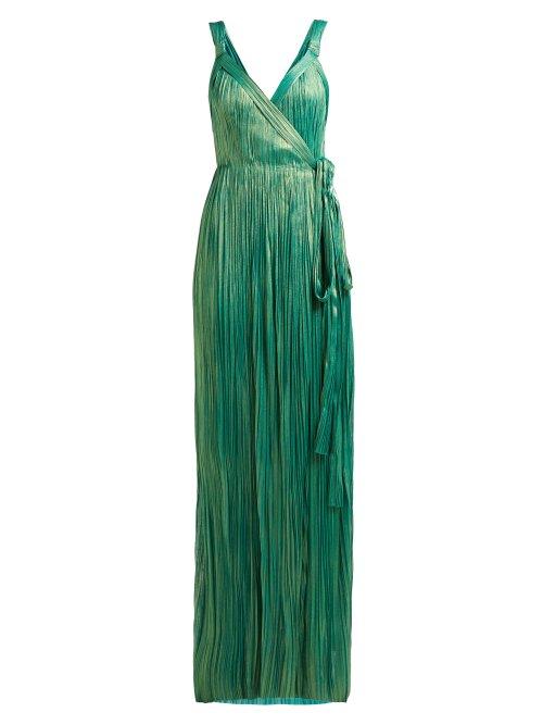 Matchesfashion.com Maria Lucia Hohan - Amena Pliss Silk Lam Gown - Womens - Green