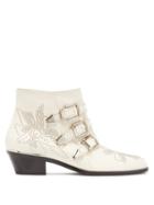 Matchesfashion.com Chlo - Susanna Leather Ankle Boots - Womens - White