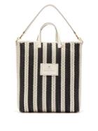 Matchesfashion.com Anya Hindmarch - The Neeson Striped Woven-leather Tote Bag - Womens - Black White