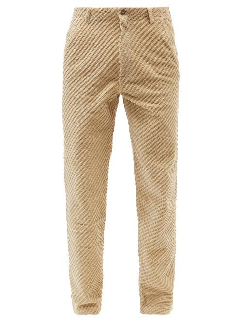 Erl - Wide-wale Cotton-corduroy Straight-leg Trousers - Mens - Beige