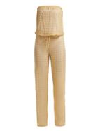 Matchesfashion.com Melissa Odabash - Grace Strapless Crochet Knit Jumpsuit - Womens - Gold