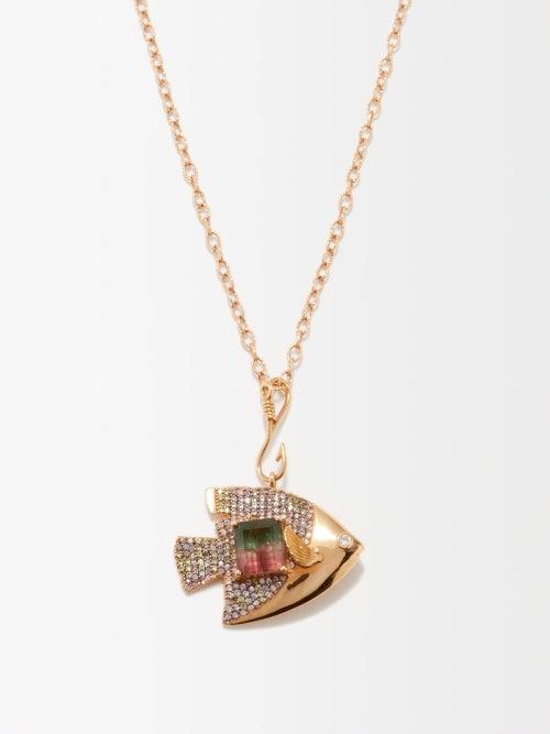 Daniela Villegas - Amathaunta Tourmaline & 18kt Gold Necklace - Womens - Gold Multi