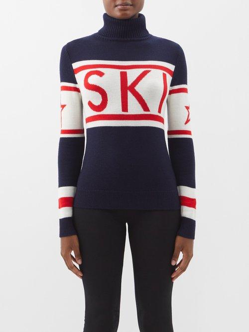 Perfect Moment - Schild Roll-neck Merino Sweater - Womens - Navy