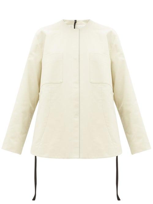 Matchesfashion.com Sara Lanzi - Side Tie Cotton Twill Shirt Jacket - Womens - Ivory