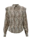 Matchesfashion.com Isabel Marant - Igalki Dot-print Silk-blend Poplin Shirt - Womens - Beige Print