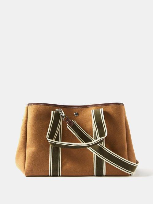 Rue De Verneuil - Traversee M Leather-trim Flannel Tote Bag - Womens - Tan Multi