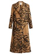 Valentino Tiger-print Wool-blend Trench Coat