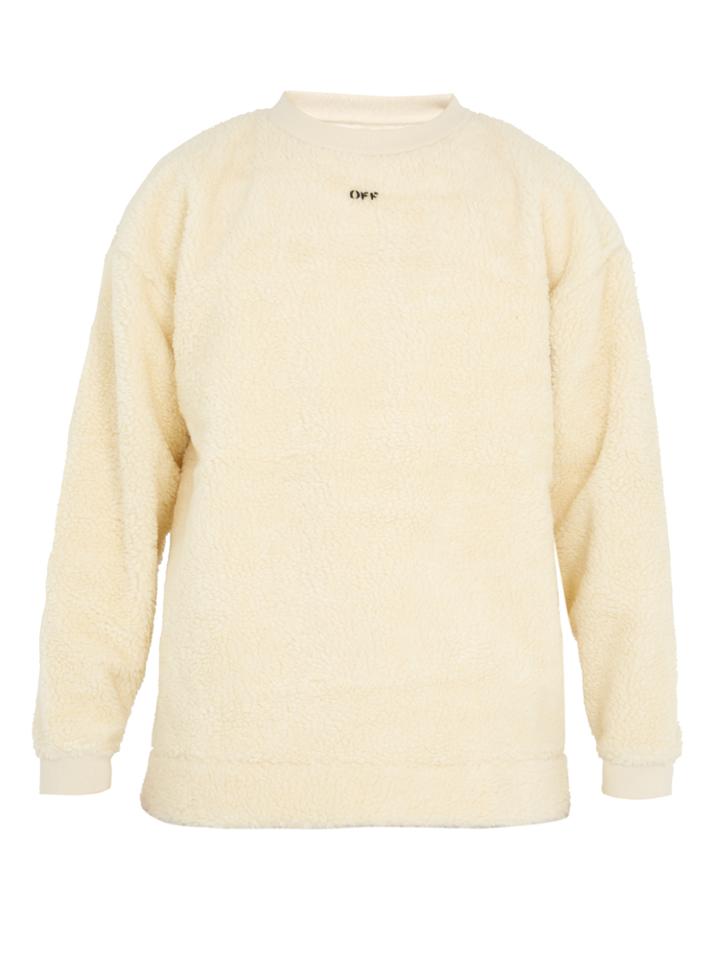 Off-white Text-print Faux-shearling Sweatshirt