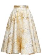 Matchesfashion.com Dolce & Gabbana - High-rise Metallic-cloqu Midi Skirt - Womens - Gold Multi