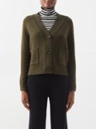 Allude - V-neck Wool-blend Cardigan - Womens - Khaki