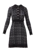 Matchesfashion.com Dolce & Gabbana - Eyelash-fringed Tweed Mini Dress - Womens - Black White