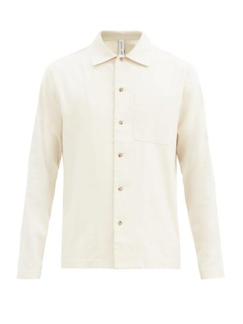 Matchesfashion.com Another Aspect - Patch-pocket Raw Silk Shirt - Mens - Cream