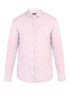 Matchesfashion.com Frescobol Carioca - Point Collar Linen Shirt - Mens - Pink