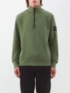 Stone Island - Logo-patch Half-zip Cotton-jersey Sweatshirt - Mens - Olive