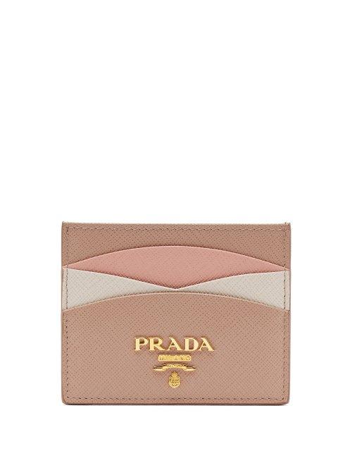 Matchesfashion.com Prada - Scalloped Leather Cardholder - Womens - Beige Multi