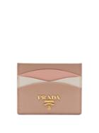 Matchesfashion.com Prada - Scalloped Leather Cardholder - Womens - Beige Multi