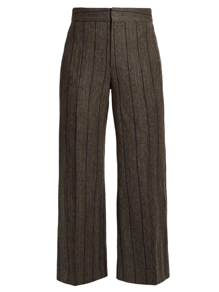 Isabel Marant Keroan Striped Flared Cropped Trousers