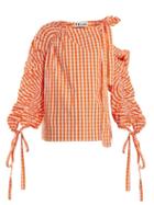 Matchesfashion.com Teija - Asymmetric Cotton Gingham Top - Womens - Orange White