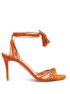 Matchesfashion.com Aquazzura - Mescal 85 Wrap Around Suede Sandals - Womens - Orange
