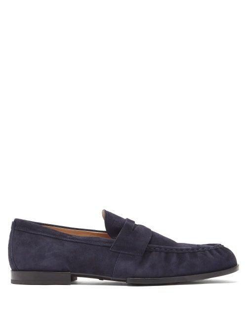 Matchesfashion.com Tod's - Amalfi Penny-strap Suede Loafers - Mens - Navy