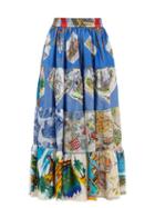 Ladies Rtw Rianna + Nina - Patchwork-print Tiered Midi Skirt - Womens - Multi