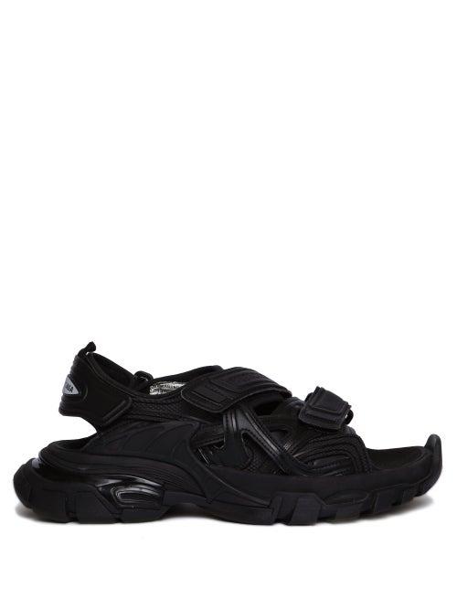 Balenciaga - Strap Cutout Flat Sandals - Womens - Black