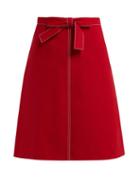 Matchesfashion.com Redvalentino - Knotted High Rise Crepe Midi Skirt - Womens - Red