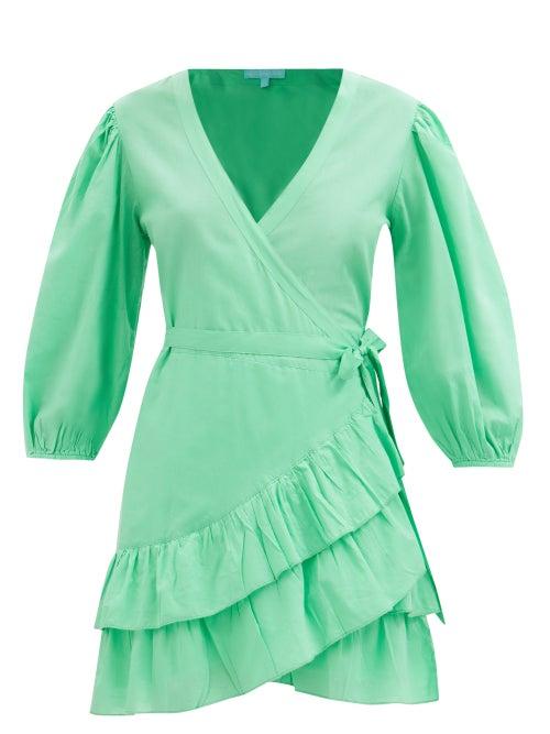 Melissa Odabash - Tabitha Flounced Cotton-poplin Wrap Dress - Womens - Mid Green