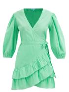 Melissa Odabash - Tabitha Flounced Cotton-poplin Wrap Dress - Womens - Mid Green