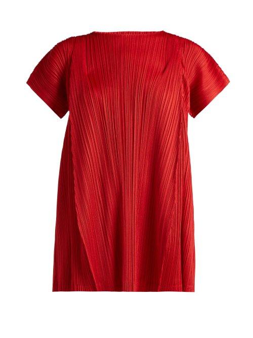 Matchesfashion.com Pleats Please Issey Miyake - Skew Pleated Tunic Top - Womens - Red