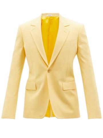 Alexander Mcqueen - Single-breasted Panama-cotton Suit Jacket - Mens - Light Yellow