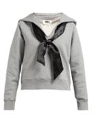 Matchesfashion.com Mm6 Maison Margiela - Ribbon Embellished Cotton Hooded Sweatshirt - Womens - Black Grey